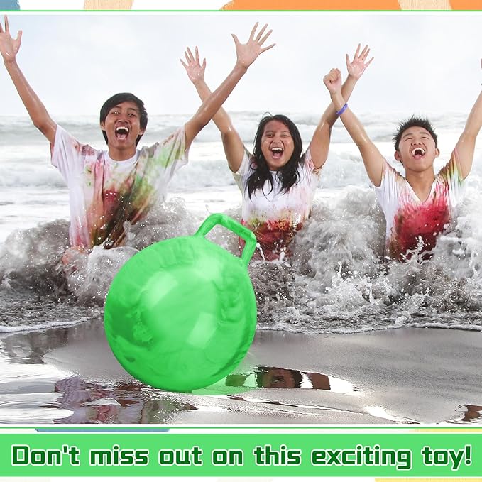 Kids Bouncy Hopper Ball with Handle Jumping Hopping Exercise Balls for Toddlers Boys Girls Indoor Outdoors Sports School Games Exercise Gifts(18 Inch,Marbled Green)