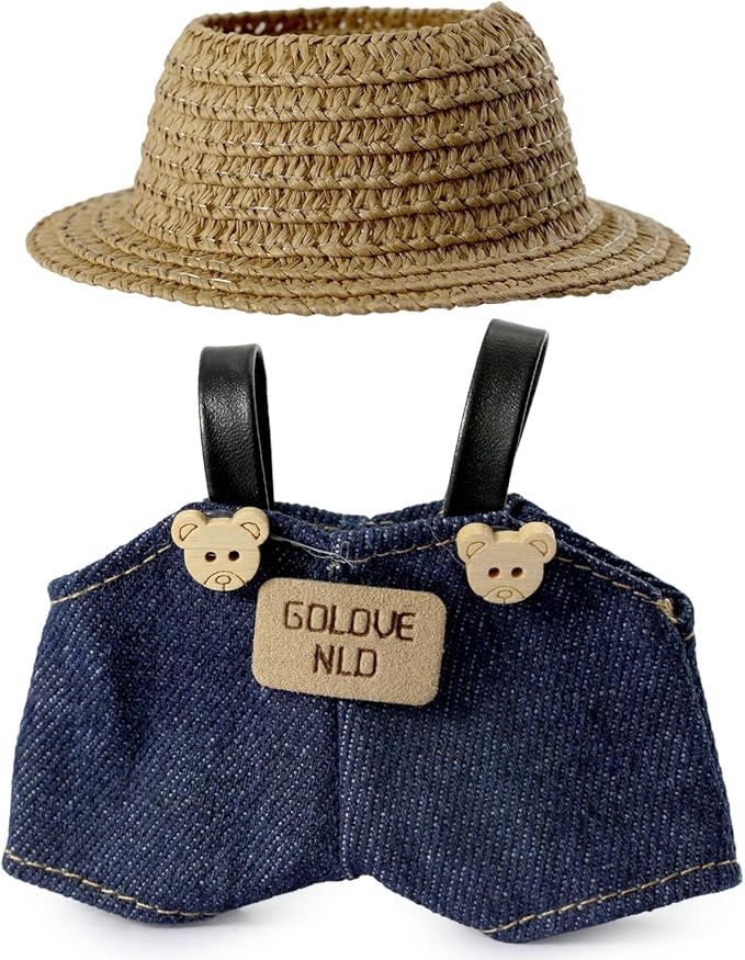 Clothes for LABUBU 17cm Doll (NO Doll),Outfit for LABUBU,Hat & Overalls Set for LABUBU Dress Up,Accessories for LABUBU