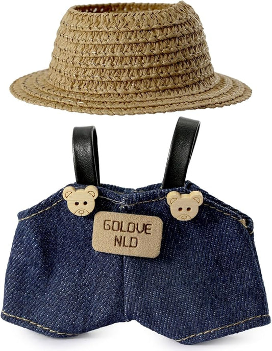 Clothes for LABUBU 17cm Doll (NO Doll),Outfit for LABUBU,Hat & Overalls Set for LABUBU Dress Up,Accessories for LABUBU