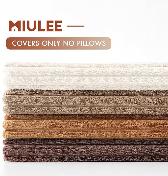 MIULEE Fall Corduroy Decorative Throw Pillow Covers Brown Series 18x18 | Set of 4, Mordern Rustic Fall Decor, Layered Brown Collection, Boho Farmhouse Cushion Covers for Couch Bed Sofa Living Room