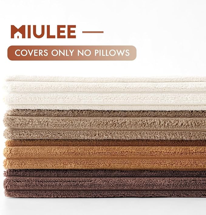 MIULEE Fall Corduroy Decorative Throw Pillow Covers Brown Series 20x20 | Set of 4, Mordern Rustic Fall Decor, Layered Brown Collection, Boho Farmhouse Cushion Covers for Couch Bed Sofa Living Room