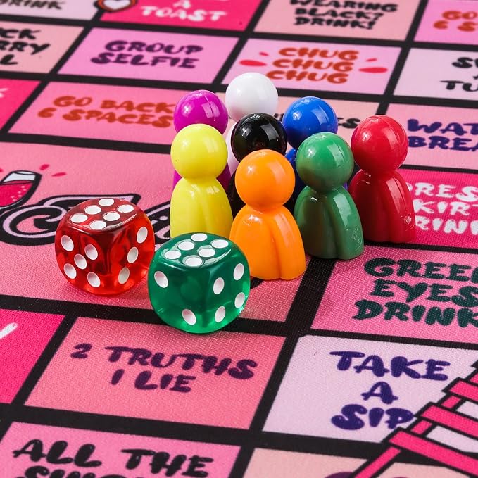 Fofeadm Drinking Games for Adult, Girls Night Rubber Mat Drinking Board Games, Funny Party Interactive Drinking Games for Girls Night, Bachelorette Party, Age 21+, 2-8 Players