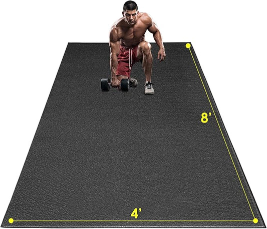 Large Exercise Mat, 8' x 6'/8' x 4'/6' x 4' Extra Durable Workout Mats for Home Gym Flooring, High-Density Gym Mats Cardio Mat for Jump Rope, MMA, Stretch, HIIT, Shoe-Friendly, Non-Slip, Non-Toxic