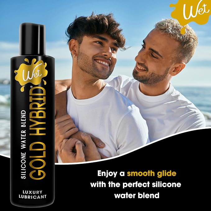 Wet Gold Hybrid Silicone and Water-Based Lubricant | Long-Lasting Performance, Premium Formula | Made Without Glycerin and Parabens | Lube for Men, Women & Couples, 9 fl oz