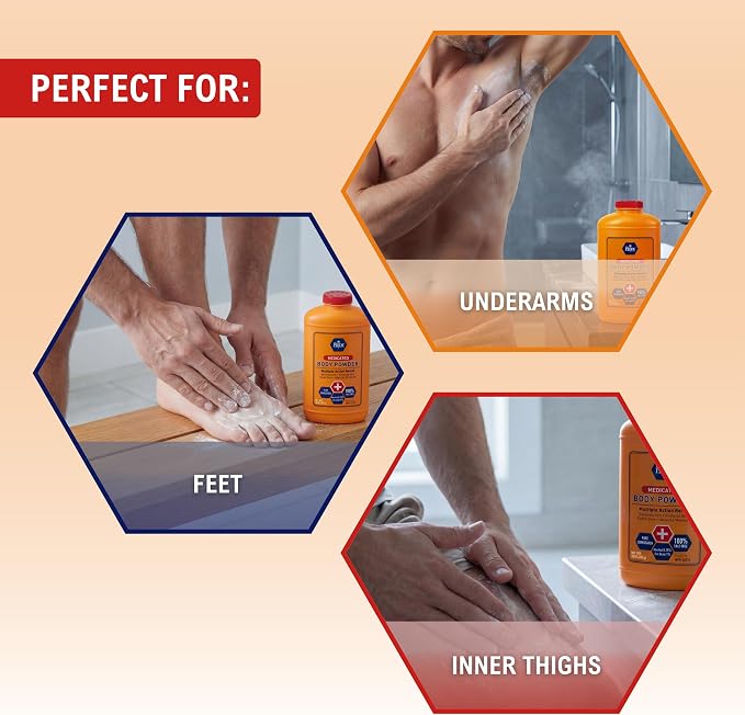 MED PRIDE Medicated Talc-Free Body Powder, Anti-Itch, Zinc Oxide, 10 oz