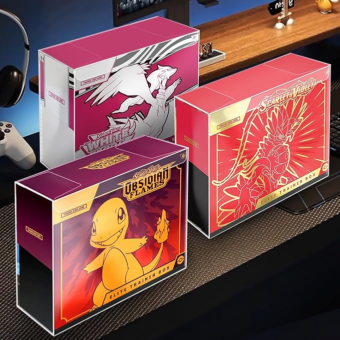 【30 Pcs】 PKMN ETB Protector Case, Elite Trainer Box Protector, ETB Box Plastic Display Case-Compatible with Elite Trainer Boxes, 0.5mm Thick, Scratch-Resistant Material