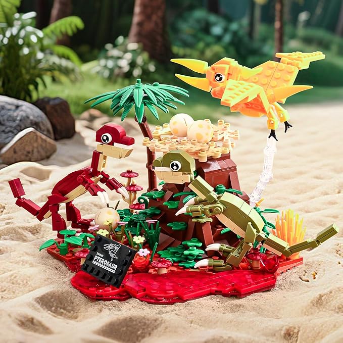 Dinosaur World Building Block Set,Pterosaur Dinosaur Park Sets for Boy 8-12,Pterosaur and Volcano Scene Building Sets,Home or Office Décor Sets for Boys 8-14(559pcs)