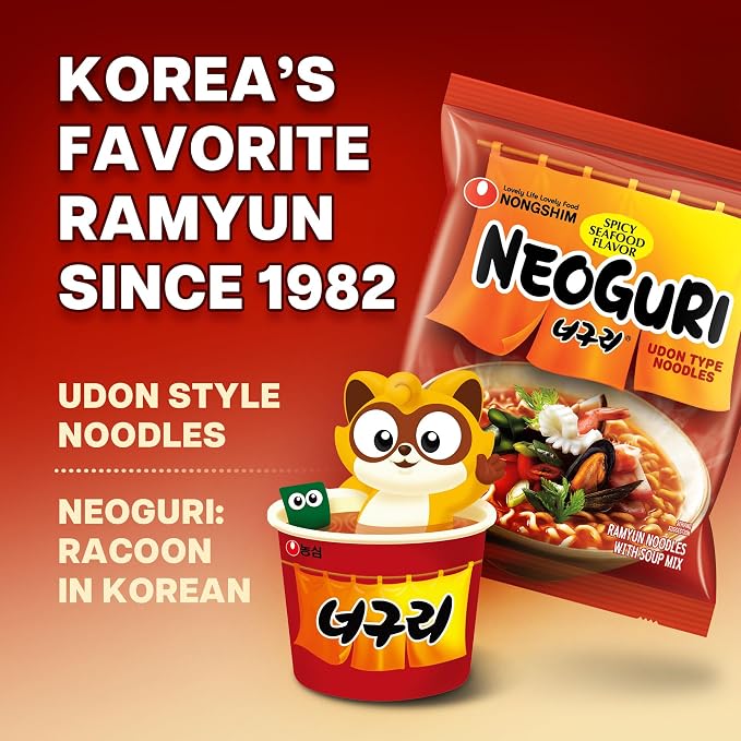 Nongshim Neoguri Spicy Seafood with Udon-Style Noodle, 4.2 Ounce (Pack of 10)