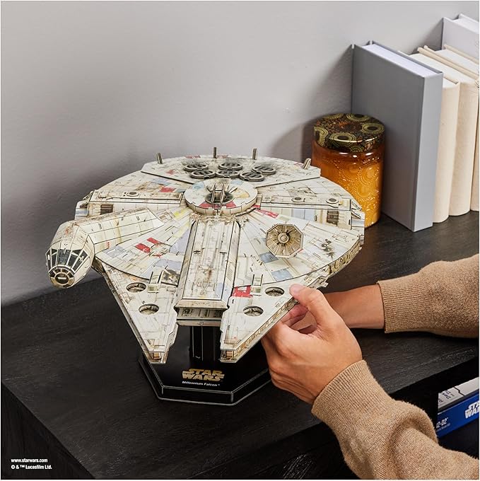 4D Build Star Wars Millennium Falcon 3D Model Kit, 𝖲tar Wars Gifts, Ѕtar Ｗars Toys Desk Decor for Star Ｗars Fans & Collectors, Adults & Teens 12+