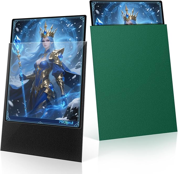 200 Pack Card Sleeves, Matte Dual Trading Card Sleeves with Opaque Back & Smooth Shuffle, Tear Resistant Card Protectors for MTG, TCG and Game Cards (Metallic Green)