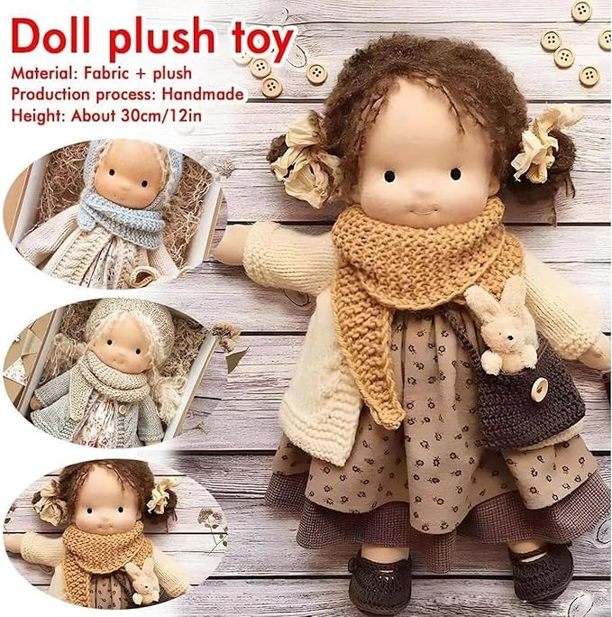 Handmade Waldorf Doll, Handmade Crocheted Vintage Cute Doll