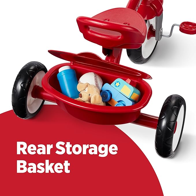 Radio Flyer Red Rider Trike for Ages 2.5–5, Three Wheel Toddler Bike, Kids Tricycle, Outdoor Riding Toy, Durable Steel Frame, Adjustable Seat, Classic Red, Amazon Exclusive