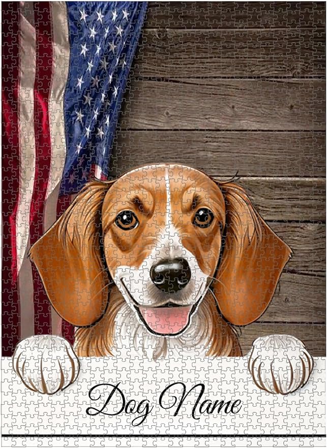Custom Wooden Jigsaw Puzzles with Your Dog's Name on Danish Dachsbracke Art Print - 300 500 1000PCS Puzzles Game and Home Wall Decor
