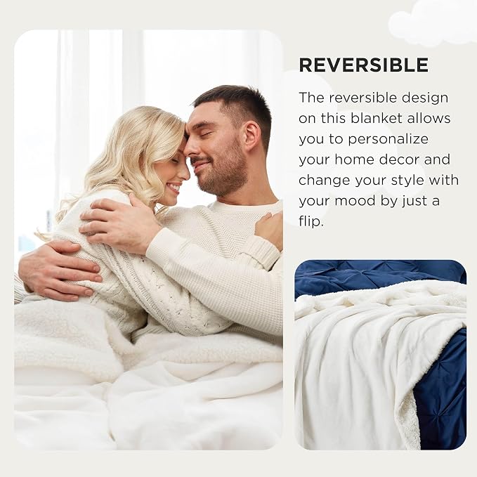 Bedsure GentleSoft Sherpa Fleece Cal King Blankets for Bed, Non-Heated, Thick and Warm Oversized Throw for Women and Men, Soft Fuzzy Plush Large Blanket for Winter, White, 112x98 Inches