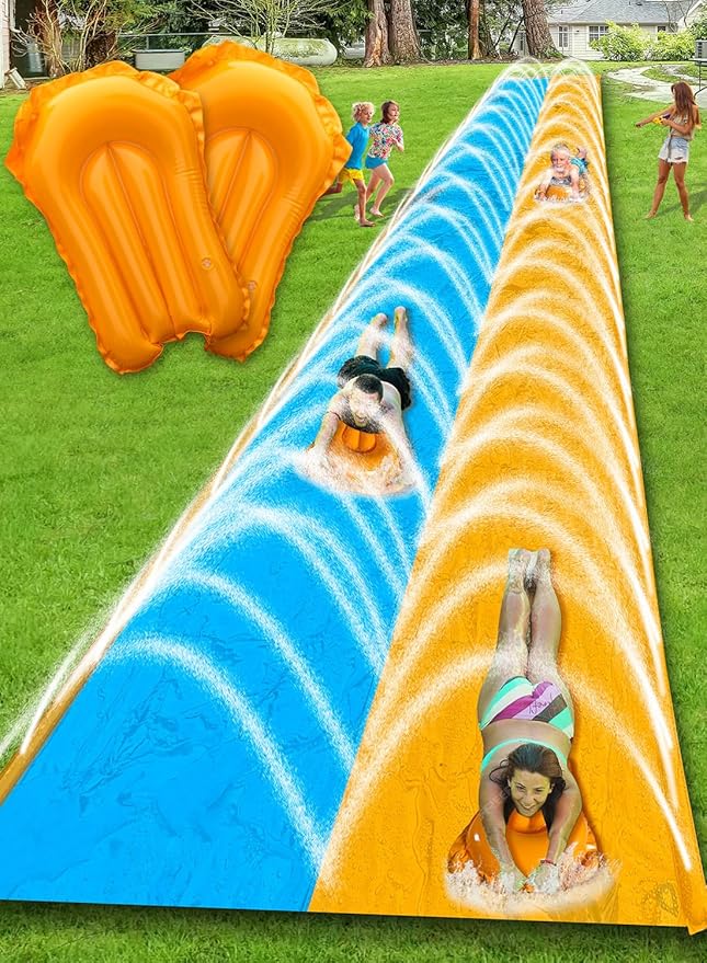 Spring Water 40FT Slip and Slide, Extra Long Water Slide for Kids and Adults, Slip n Slide with 2 Inflatable Bodyboards and Sprinkler, Giant Summer Heavy Duty Water Slides Outdoor Toys for Backyard