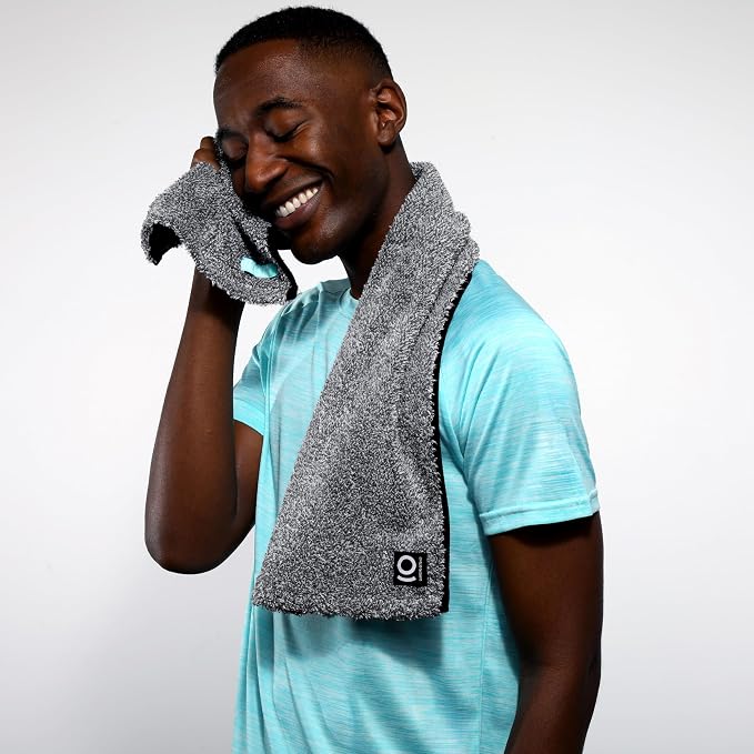 Facesoft Yoga Towel - Infused with Activated Charcoal to Detoxify and Sweat - Made with Eco-Friendly Aqua-Cotton Yarn - Biodegradable and Sustainable - All Ages