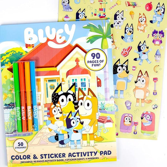 Horizon Group USA Activity Book for Kids, Coloring and Sticker Games for Children, Includes Markers, Bluey