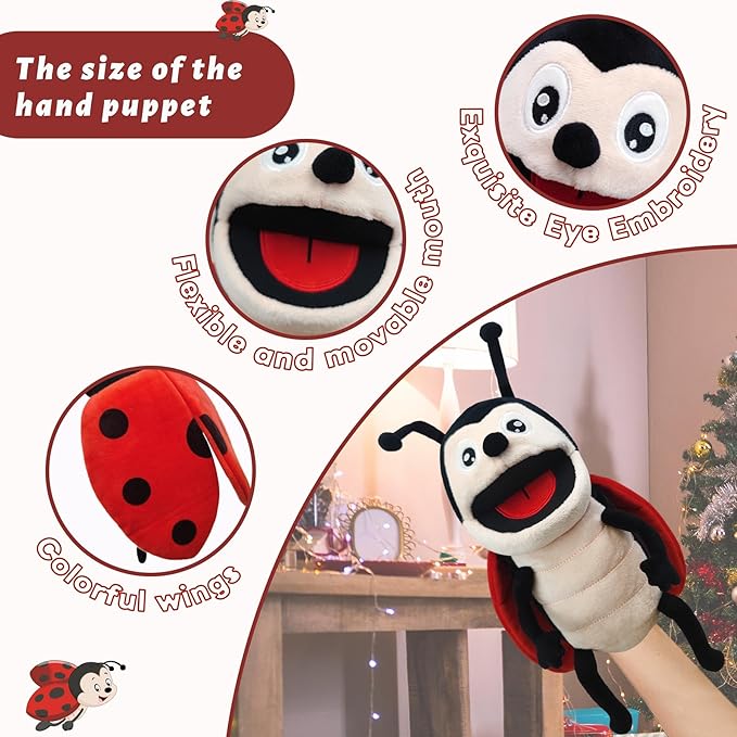 Hand Puppet Realistic Plush Puppet 13",Insect Animal Puppets for Kids Insect Stuffed Animal Hand Puppet with Moveable Mouth,Soft Stuffed Insect Puppet Story Toy Puppets Role Play Show Game