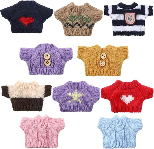 Bencailor 10 Pieces Christmas Doll Clothes Set Christmas Accessories Winter Outfits Knitted Clothing Santa Sweater for Doll Accessories(Adorable Style)