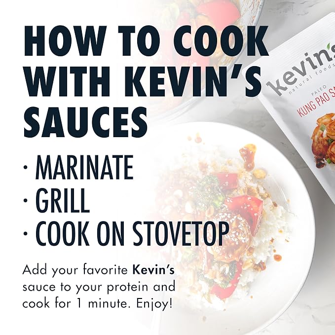 Kevin's Natural Foods Kung Pao Simmer Sauce, 3 Pack | Keto and Paleo Stir-Fry Sauce, Gluten Free, No Preservatives, Non-GMO