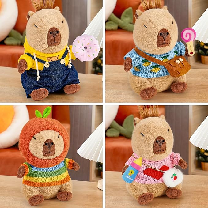 G.C 13 Pcs Plush Stuff Toys with Clothes Accessories Kids Stuffed Animal Toddler Pretend Play Dress Up Birthday Gifts 3 4 5 6 7 8 Year Old Boys Girls