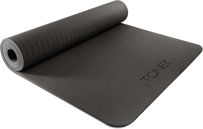 TONE Fitness Yoga Mat 1/4" Thick Non Slip Exercise & Pilates Mat for Home Workouts with Carrying Strap | Multiple Options