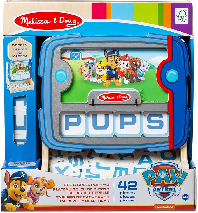Melissa & Doug PAW Patrol Wooden See & Spell Pup Pad Game - FSC Certified