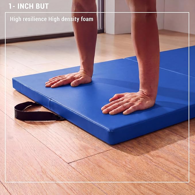 2 Pack Folding Gym Mat for Home Gym & Tumbling, 71''x 24'' High Density Exercise Mat with Carry Handles, Non Slip Gymnastics Mats for Teenages, Yoga, Stretching & Martial Arts