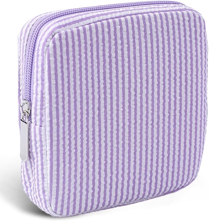 Period Bag for Teen Girls | Striped Sanitary Napkin Storage Bag | Cute Pads Pouch for Period | Menstrual Pouch for Pads, Tampons, Menstrual Cups & Panty Liners | Perfect for Travel & Daily Use