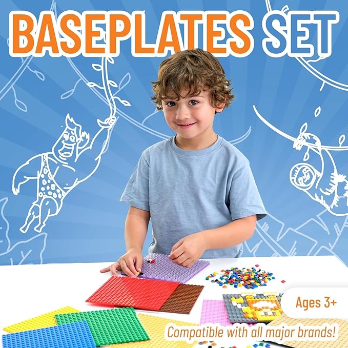 Strictly Briks Stackable Baseplates for Building Toy Pack - Compatible with Lego - 12-Pack, 6x6 in - Rainbow Color Baseplates