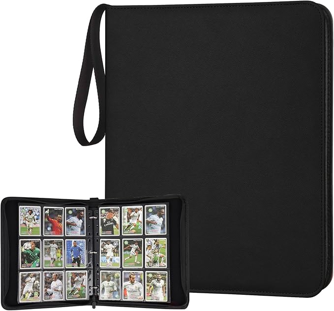 GERMUN 9 Pocket Card Binder, Premium Zip Trading Card Binder, 720 Double Sided Pocket PU Card Collection Binder, Collector Card Album, Card Folder for MTG, TCG, Sports Cards, Game Cards (Black1)