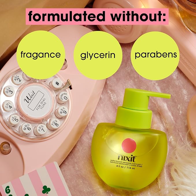 nixit Water-Based Lubricant | Long-Lasting, Natural & Organic | Free from Glycerin & Parabens | Unscented | Vegan | pH Friendly Vaginal Moisturizer | Menstrual Cup Lube | Made in USA (4 fl oz)