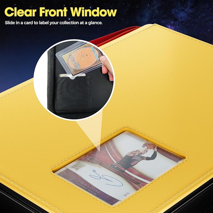 ProCase 4 Pocket Top Loader Binder, Holding 144 Cards in 3"x4" Toploaders, Side Loading Small Book Folder with Clear Window for Pokemon, Trading, Sports Cards Collection TCG, MTG -Yellow