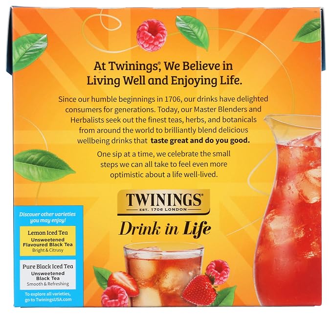 Twinings, Tea Iced Herbal Strawberry Raspberry, 72 Count