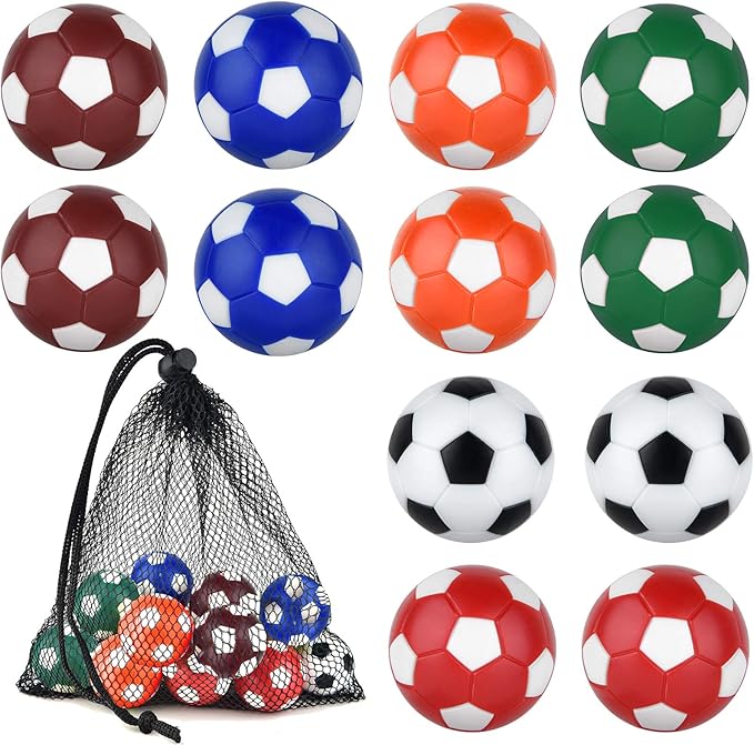 Coopay 12 Pieces 32mm Foosball Balls Table Multicolor Football Soccer Replacement Balls for Official Tabletop Game with a Black Drawstring Bag