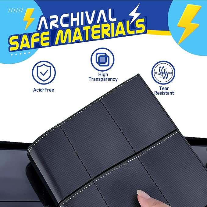Trading Card Binder 9 Pocket,900 Pocket Card Collection Binder with 50 Removable Sleeves,PU Waterproof Top Card Book,3-Ring Zipper Collectible Trading Card Album for MTG/TCG/Card Holder Gift(Blue)