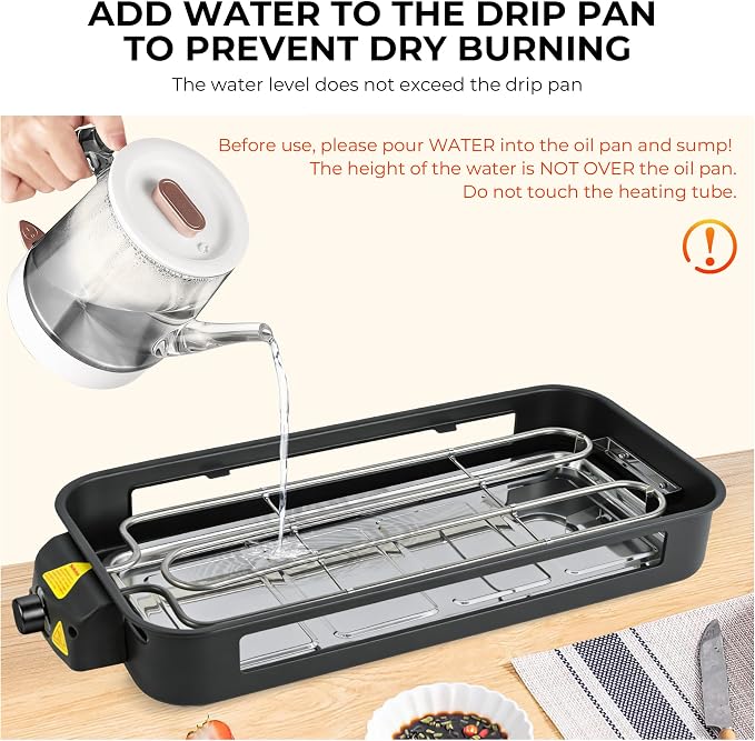Pukomc Electric Indoor Grill,2 in 1 Indoor Grills for Kitchen | Grill Net & Non-Stick Cooking Removable Plate, Temperature Control, Dishwasher Safe, 1800W Large Smokeless