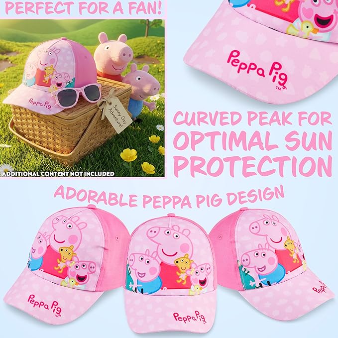 Paw Patrol | Peppa Pig Baseball Cap and Sunglasses Set for Girls, UV 400 Sun Protection, Summer Gifts for Girls