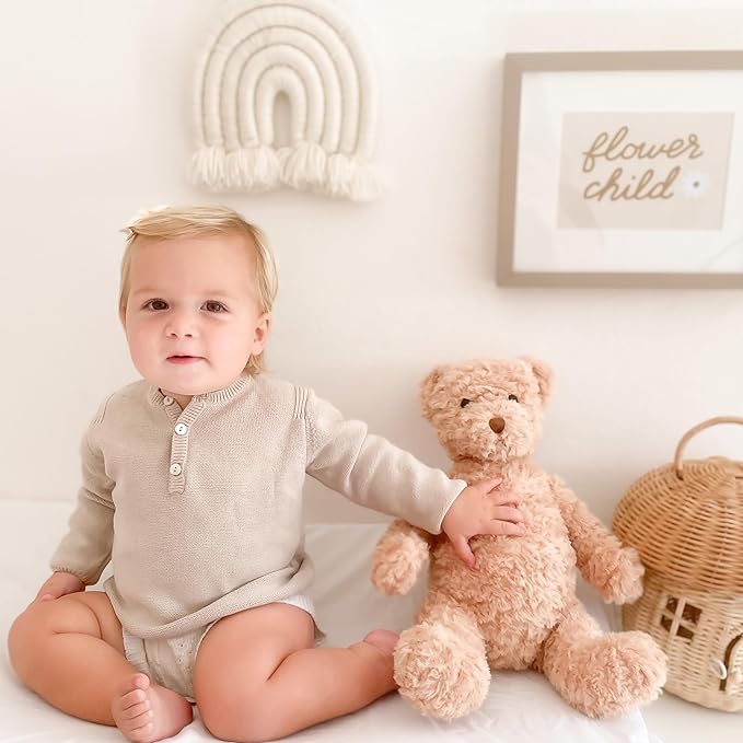 MON AMI Mr. Cuddleworth The Bear Stuffed Animal – 15”, Teddy Bear Plush for Baby Shower, Cute Plushies for Kids of All Ages