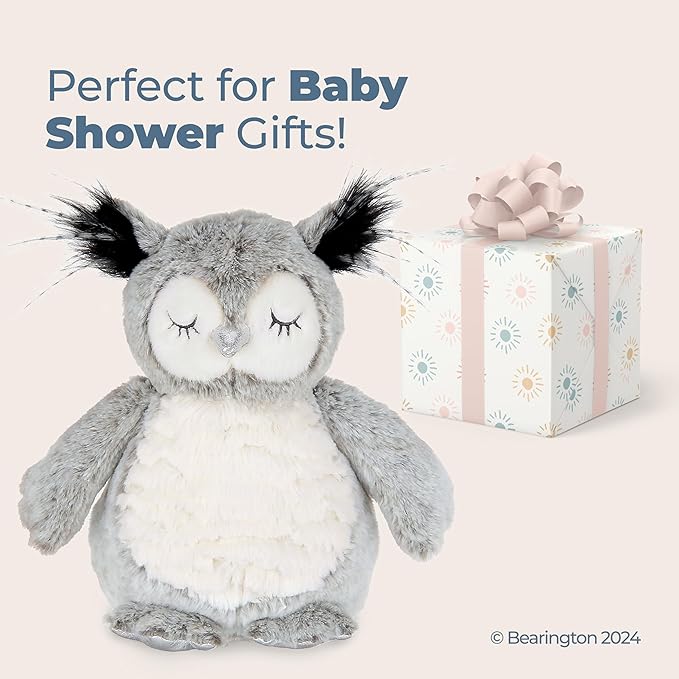 Bearington Owliver Grey Plush Owl Stuffed Animal, 10 Inch - Plush Toy
