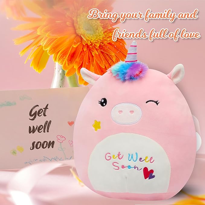 Easfan Get Well Soon Unicorn Plush Pillow Soft Plush Toy Get Well Soon Gifts for Kids Patient Feel Better for Women Throw Pillow Sofa Cushion Home Decoration