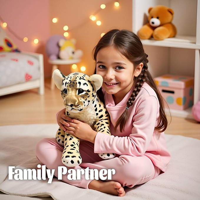 Cheetah Stuffed Animal 19" Realistic Leopard Stuffed Animal Cheetah Stuffy Leopard Plush Toys Cute Stuffed Jaguar Plush Birthday for Girls Boys