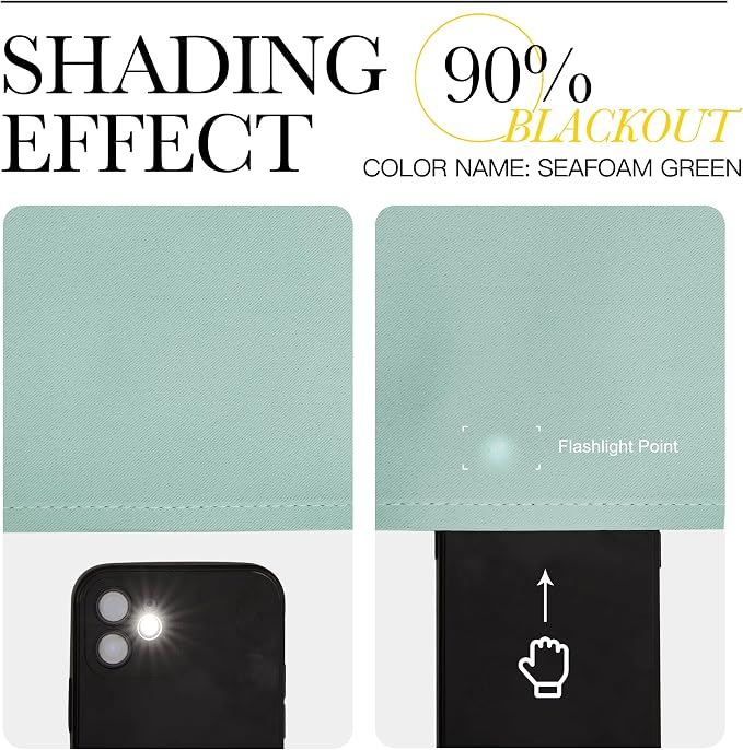 NICETOWN Seafoam Green Curtains 2 Panels 84 inches Long - Grommet Blackout Thermal Insulated Room Darkening Sound Reducing Window Drapes for Living Room/Bedroom, W52 x L84