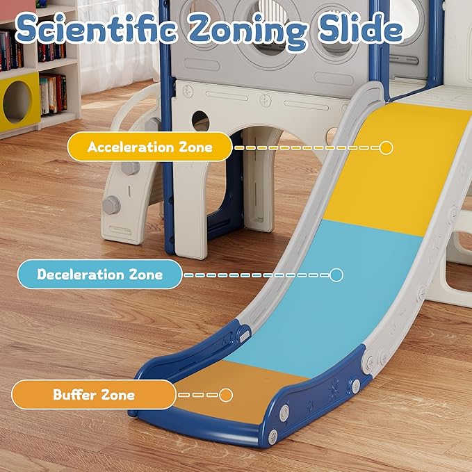 GITAWUSA 9 in 1 Toddler Slide and Swing Set, Slide for Toddlers 1-3, Kids Indoor Outdoor Playset Playground with Basketball Hoop, Telescope