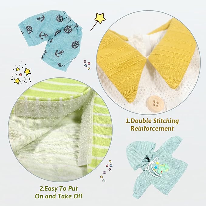 Baby Dolls Clothes Boy for 12 13 14 15 16 Inch Dolls, Doll Clothes 12-14-16 Inch Dolls, 4 Sets 15 inch Doll Outfit Accessories fit Doll Newborn Baby Doll Boy