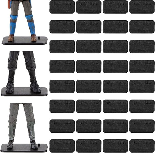 32PCS Action Figure Stand for Display, Figure Toy Display Support Holder Base with Peg, Compatible with 6 inch Star Was Black Series Figures, Black