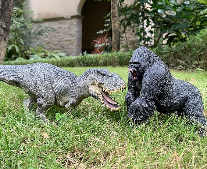 Gorilla VS Vastatosaurus Rex Dinosaur Toys with Realistic Rock Action Figure Rampage Gorilla Fight Tarbosaurus Animal Figurines for Role Playing for Kids