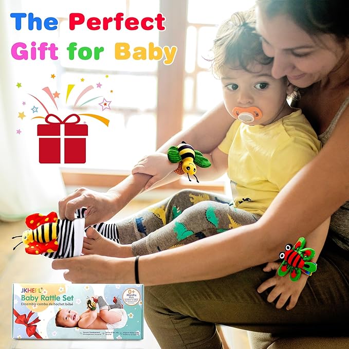 Baby Toys 0-6 Months: Baby Rattles 0-6 Months Infant Toys Baby Wrist Rattle Socks for 6-12 Month Baby Boy Girl Gifts Valentines Day Gifts for Kids