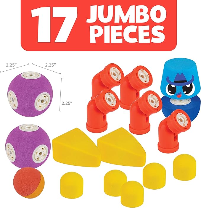 Magnetic Foam Building Blocks - 17-Piece Critter Set, Bath Toys for Toddlers, Preschool Toys, Bathtub Toys, Sensory Toys, Blocks for Toddlers 3-5, Engineering Toys for Kids 3-5, Bath Blocks