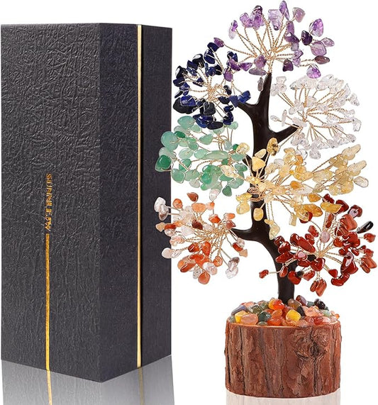 7 Chakra Crystal Tree of Life,Birthday Gifts for Women, Healing Crystal and Stones for Positive Energy,Gifts for Sister and Mom,House Warming Gift,Money Feng Shui Tree Decoration